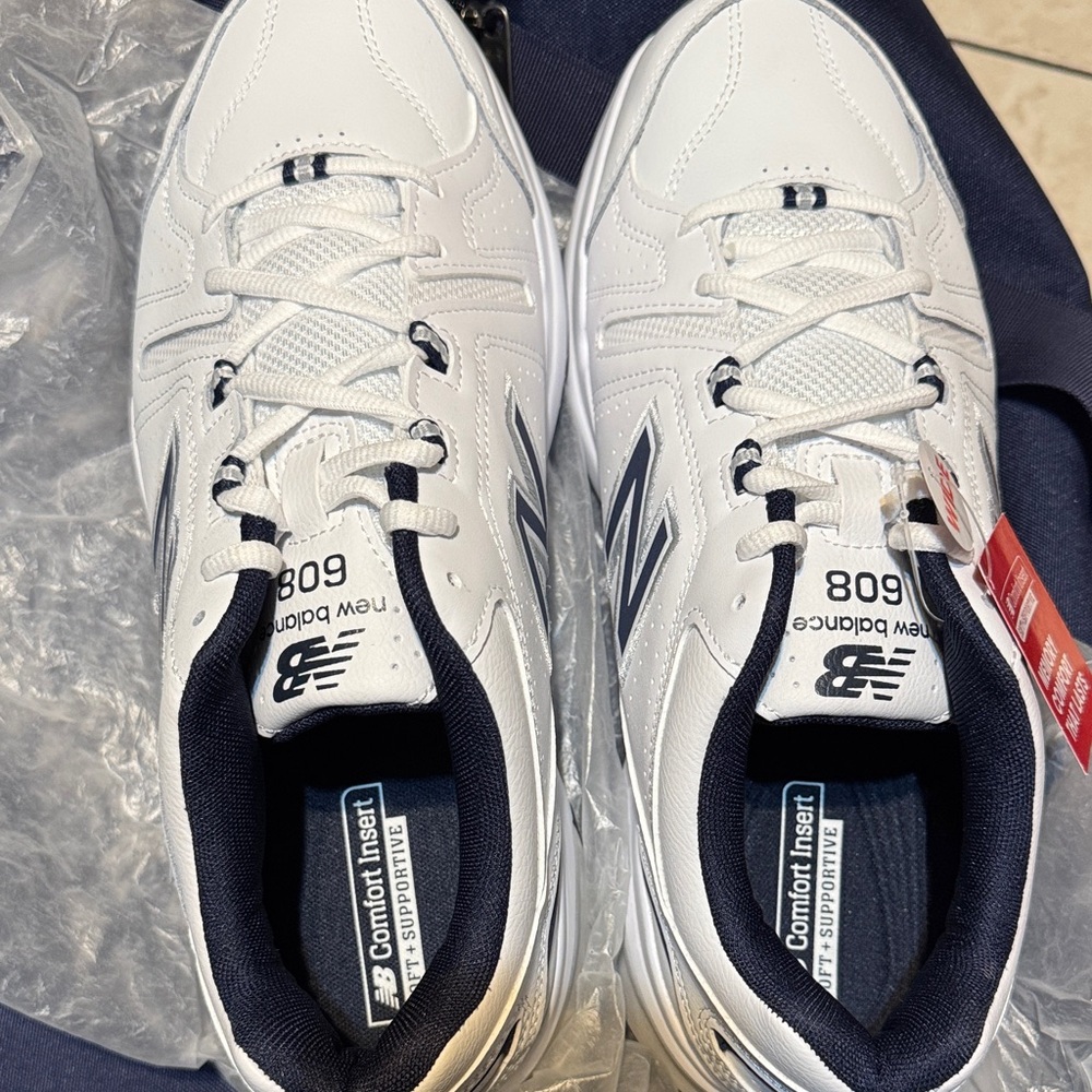 New Balance Men's White and Navy Athletic Shoes
